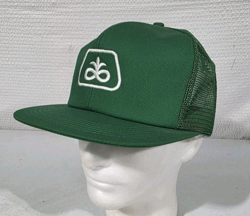 Vtg Pioneer Seed Hat Mesh Trucker Snapback Cap Farmer K-Products Green Embroider